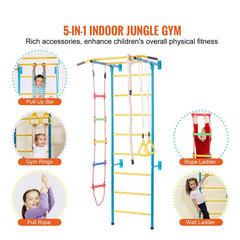 Indoor Jungle Gym for Toddlers, 5-In-1 Climbing Playset with Carbon Steel Swedis