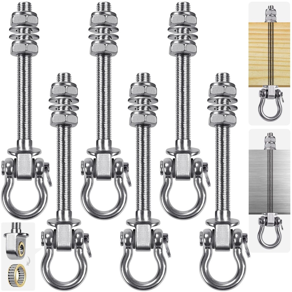 Swing Hangers with Bearing – 6 Pack Stainless Steel 304 Hardware Hooks for Wo…