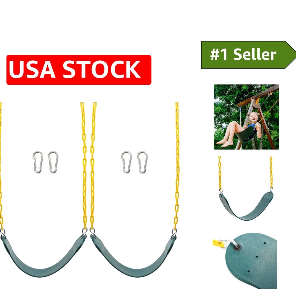 Child-Friendly 2-Pack Heavy-Duty Swing Seats with 66″ Chains – 250lb Support