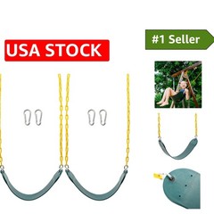Child-Friendly 2-Pack Heavy-Duty Swing Seats with 66″ Chains – 250lb Support