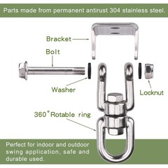 Heavy Duty 360° Swivel Swing Hanger, Stainless Steel Hammock Hook for Ceiling…