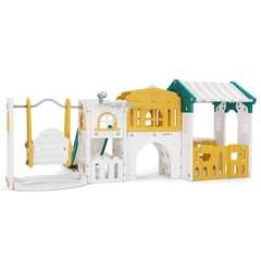 10IN1 Toddler Slide Swing Playset Climber w/ Playhouse Playground Outdoor Indoor