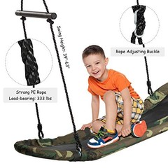 Skycurve Platform Tree Swing, Surfing Rectangle Swing with Handles, Camo Green