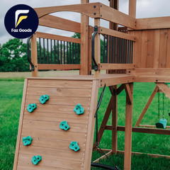 Sterling Point Cedar Wood Swing Set with Wave Slide Raised Clubhouse Wooden