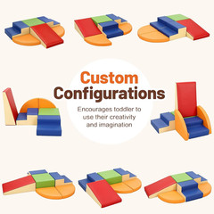 6-Piece Soft PU Leather Foam Climbing Blocks for Toddlers Indoor Play Set