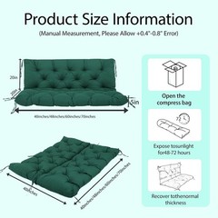 Porch Swing Cushions 60X40 Inch, 5″ Extra Thick Waterproof Outdoor Swing Seat Cu