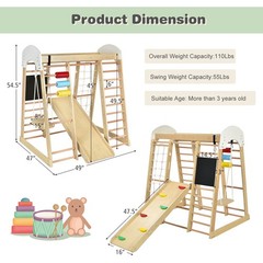 Indoor Playground Climbing Gym Wooden Kids 8 in 1 Climber Playset for Children