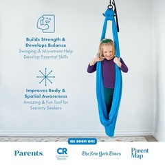 Sensory Swing for Kids & Adults – Holds 300lbs, Indoor Outdoor 110″ Swing Blue
