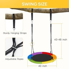 40 Inch Saucer Swing 700LBS Heavy Duty Round Tree Swing 360 Degree Spin Disc