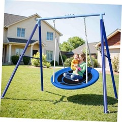 500lbs Heavy Duty Metal Saucer Swing Set Backyard Kids 45″ Round 45 inches
