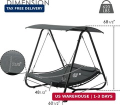Kozyard Outdoor Swing Bed with Canopy, 2-Person Outdoor Swing Bed, Heavy-Duty St