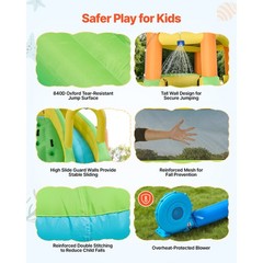 Inflatable Bounce House w/ Water Slide, Climbing Wall & Double Slides