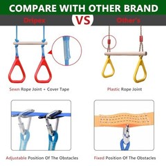 Kids Ninja Warrior Obstacle Course – 65ft Slackline Kit with 10 Accessories, Swi