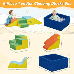 Soft Foam Climbing Blocks with Ball Pit, 6PCS Color Indoor Climbing Toys for Tod