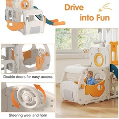 9 in 1 Indoor Slide for Toddler – Freestanding Baby Slide, Playground Slide, Bus
