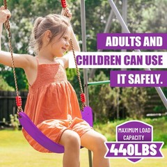Zip ine Kit for Kids Outdoor,Stainless steellackline 60ft x 8ft, Purple