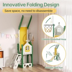 6 in 1 Toddler Slide – L-Shaped Baby Slide for Toddlers Aged 1-3 with Basketb…