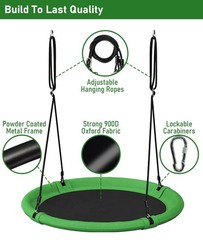 40 Inch Diameter Saucer Tree Swing Set for Kids & Adults, Adjustable Flying S…