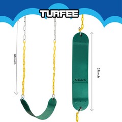TURFEE 3 Pack Green Swing Seats Heavy Duty with 66 Chain, Swing Set Accessories