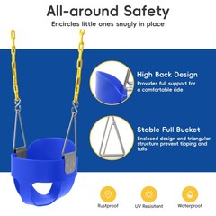 Toddler Swing – High Back Bucket Seat, Plastic-Coated Chains, Compatible with…