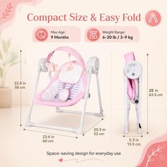 Baby Swing SpaceSaver Ultra-Compact Foldable Infant Swing (Fits in 5.3″ Gaps!…