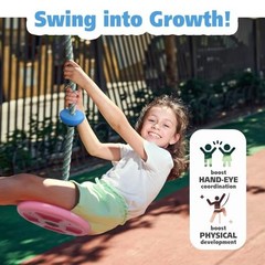 Tree Swing for Kids Disc Seat 6.2ft Candy Pink Indoor Outdoor Rope Climbing