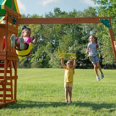 Backyard Discovery Cedar Wooden Swing Set Kids Outdoor 8 Ft Slide Playground Fun