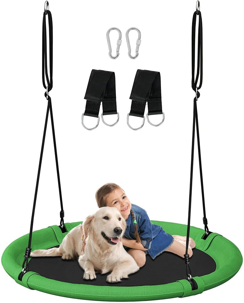 40 Inch Saucer Tree Swing Set for Kids & Adults, Adjustable Swing Sets for Ba…