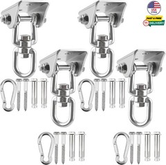 4 Pack Heavy Duty Swing Hangers 1200LB Capacity 360° Swivel Stainless Steel Hook