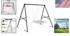 Heavy Duty A Frame Swing Stand for Two Swings 70 Inch High Black Powder Coated