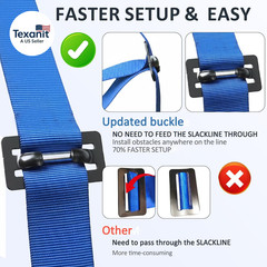 Ninja Warrior Obstacle Course for Kids – 2*56FT Slackline Kit with 8 Obstacles |