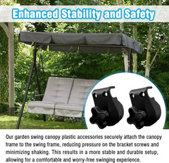 2 Pcs Garden Swing Plastic Fittings – Porch Patio Swing Frame Parts to Attach Ca