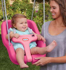 Little Tikes Snug ‘n Secure Pink Swing with Adjustable Straps, 2-in-1 for Baby a