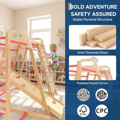 7-in-1 Indoor Kids Wooden Climber Playset: Jungle Gym for Toddlers & Playground