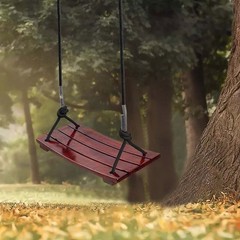 Wooden Swing Seat Hanging, Nostalgic Outdoor for Kids Adults, Height Adjustable