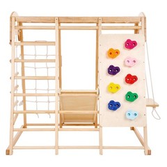 VEVOR Indoor Jungle Gym 7-in-1 Toddler Indoor Playground Wooden Climbing Toys M