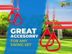 SWING SET STUFF TRAPEZE WITH RINGS AND COATED CHAIN RED playground bar fort 0107