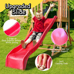 Wooden Swing Sets for Backyard, Kids Outdoor Playground Set with Monkey Bars, Wa