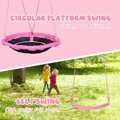 440lbs 2 Play Stations Swing Sets for Backyard, 1 Saucer Tree Swing 32 inch, …