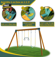 Easy 1-2-3 A-Frame 2 Brackets for Swing Set with All Mounting Hardware, Green