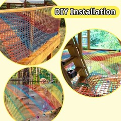Multicolored Playground Safety Net 6.5′ x 9.8′ for Kids’ Obstacle Fun