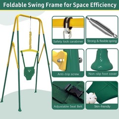 2 in 1 Toddler Swing & Baby Jumper, Foldable Baby Swing Outdoor & Indoor Use,…