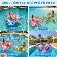 Ornnut XL/L Pool Floats, 3Pack/4Pack Inflatable Pool pink, blue, green, purple