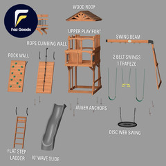Sterling Point Cedar Wood Swing Set with Wave Slide Raised Clubhouse Wooden