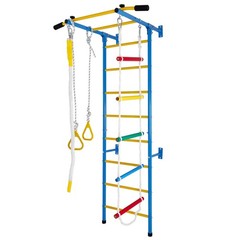 5 in 1 Wall Gym Playset With Rope Ladder Pull-up Bar Gymnastic Rings