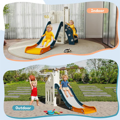 6 in 1 Toddler Slide, Kids Slider for 1-3, Indoor Outdoor Playset Playground wit