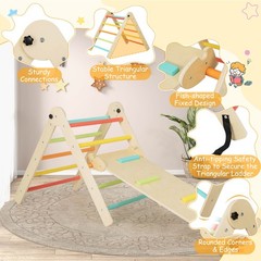 3-in-1 Triangular Climbing Toys Foldable & Height-adjustable Triangle Set