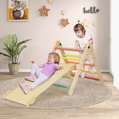 3-in-1 Triangular Climbing Toys Foldable & Height-adjustable Triangle Set
