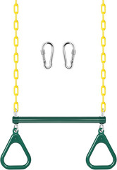 Gym Rings Trapeze Swing Bar 16″, Heavy Duty 47″ Chain Swing Set Accessories with