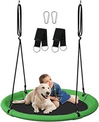 40 Inch Saucer Tree Swing Set for Kids & Adults, Adjustable Swing 40 inch Green